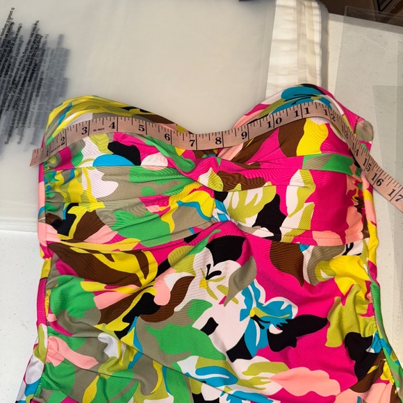 NEW Anna Cole Twist Front Shirred One Piece Swimsuit Cabana Party Size 12 - Picture 9 of 10